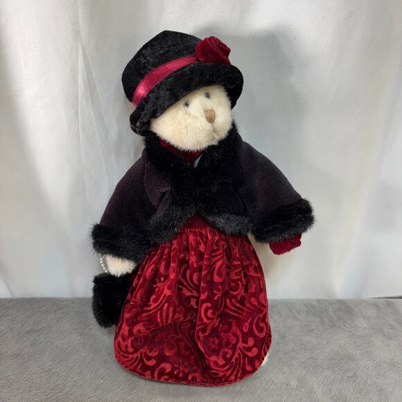 Mariska Teddy Bear Plush Toy VTG Russ Berrie Velvet Outfit Black Dark Red 13" - Picture 1 of 5